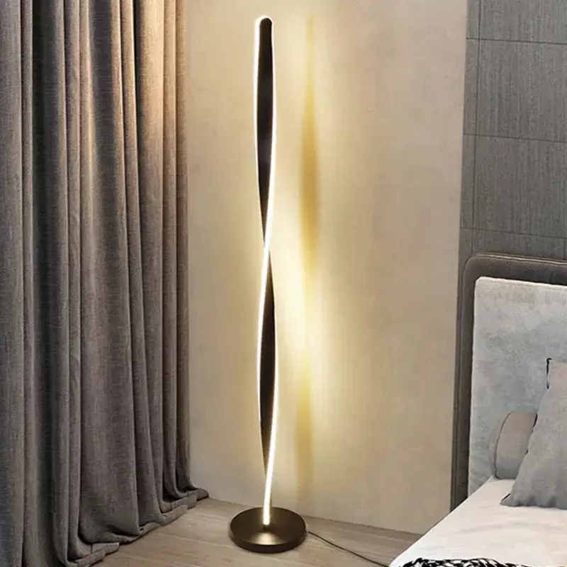 Spirala lampy podłogowe nowoczesny długi linia lampa podłogowa do Sofa do salonu sypialni gabinet salon domu biały stojąca lampa podłogowa