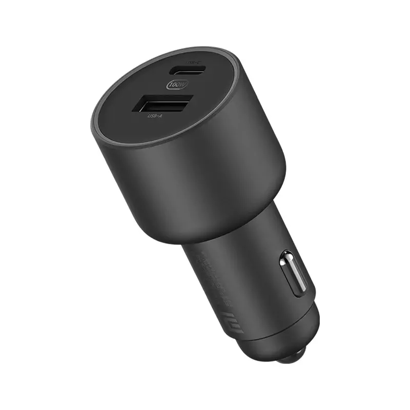 샤오미 차량용 충전기, 듀얼 USB 급속 충전, USB-A USB-C, 듀얼 출력 LED 조명, 5A 케이블 포함, 100W