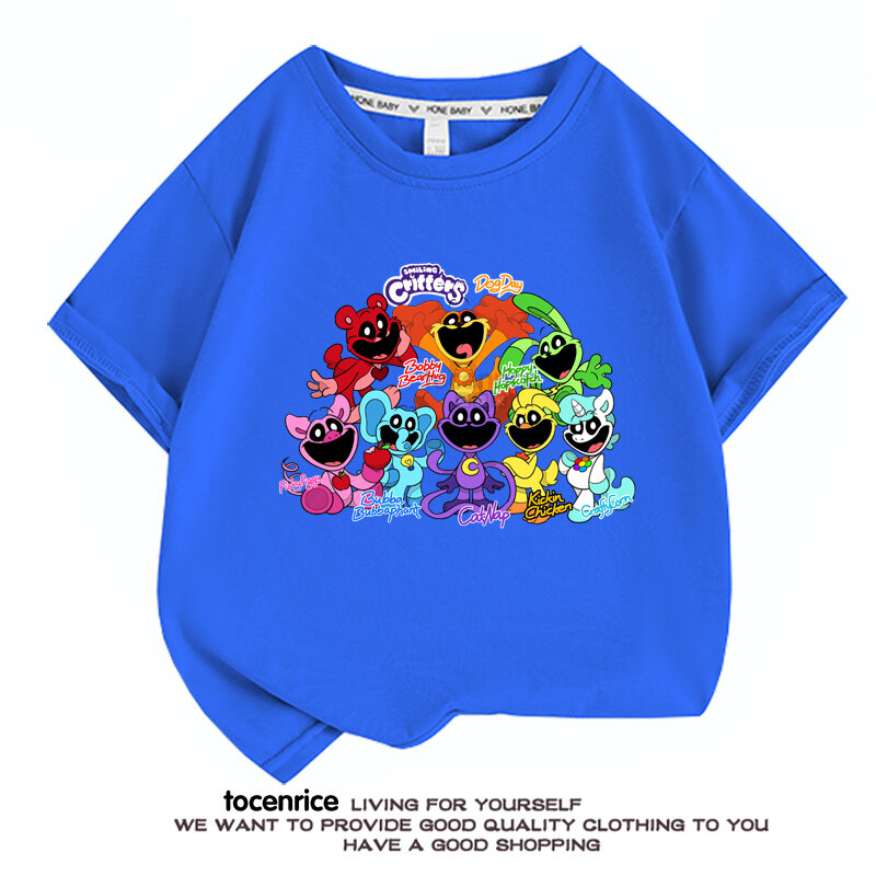 Playtime Chapter 3 camiseta de The Smiling Critters para niños y niñas, camisetas de Anime de dibujos animados, camisetas Harajuku, camisetas de manga corta de verano