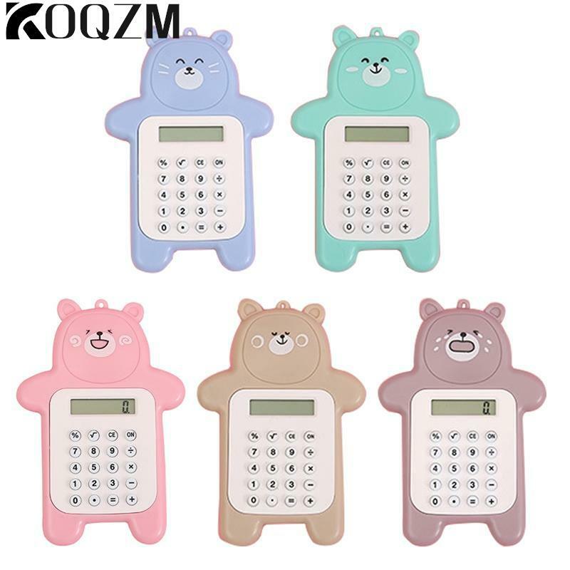 Calculadora de oso de dibujos animados, calculadora pequeña portátil de moda coreana, accesorios de suministros escolares