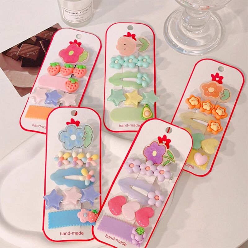 Kawaii Cute Barrettes Set Lovely Korean Style Duckbill Clip Flower Hair Clip Candy Color Hairpin Colorful BB Clip Ladies
