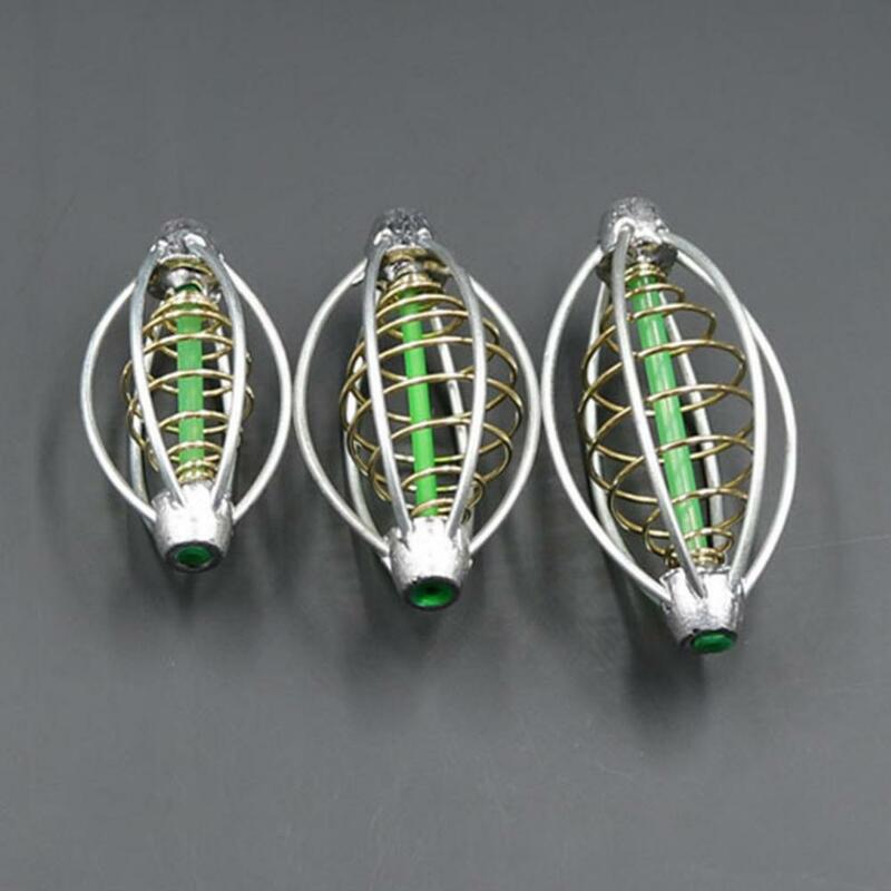Lantern Shape Wire Bait Thrower Fishing Feeder Lead Sinker Play Nest Spring Stainless Steel Trap Cage Carp Tackle Inline Method