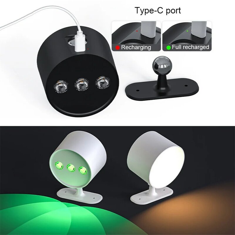 DC5V USB Rechargeable RGB 15 Colors Strong Magnetic Spotlight Double Side Wall Lamp for Kitchen,Foyer,Bedroom