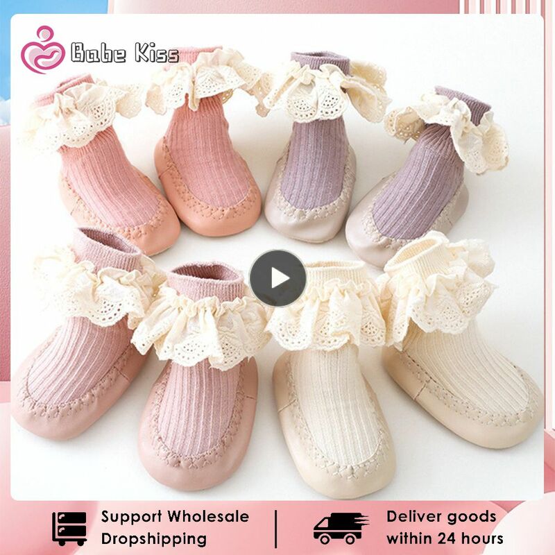 Prinzessin Socken Mädchen bequem zu tragen niedlichen Design Anti-Rutsch-haltbare Materialien Prinzessin Stil Wanders ocken Kleinkind Socken weich
