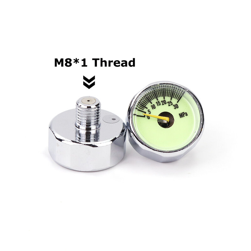 Маленький манометр M8 * 1, 30 мпа, 40 МПа, манометр (диаметр 25 мм) со светящимся ночником для CO2 HPA N2