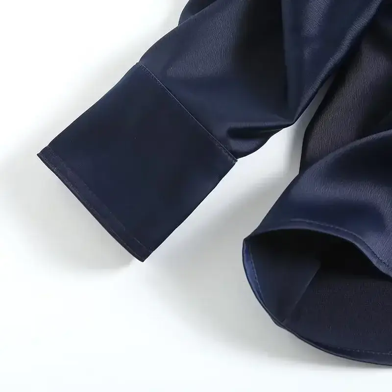 Blusa larga de manga larga con botones para mujer, camisa de diseño plisado, versátil y a la moda, estilo Retro, 2023