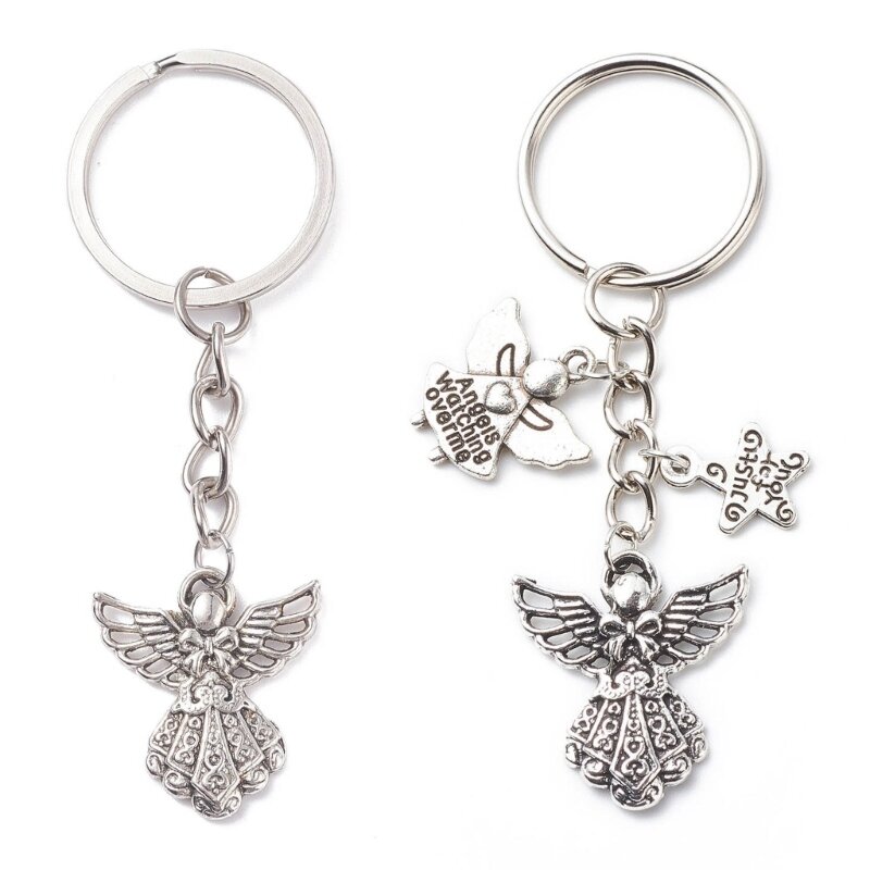 Cutefly Angel Keychain Silver Guardian Pendant for Auto Keys Blessing Amulet Dropship