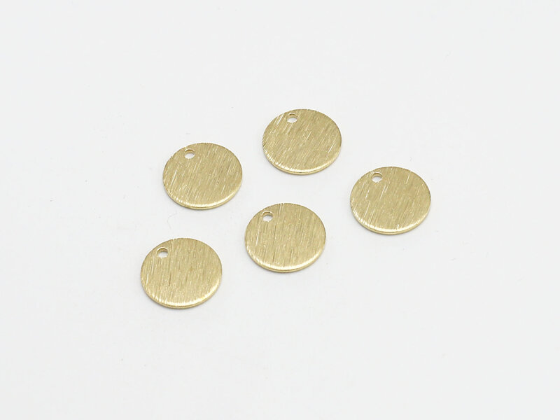 100pc Brass Charms,Mini round earring charms, 10x0.9mm, Textured brass findings, Brass stampings, Jewelry making supplies - R635