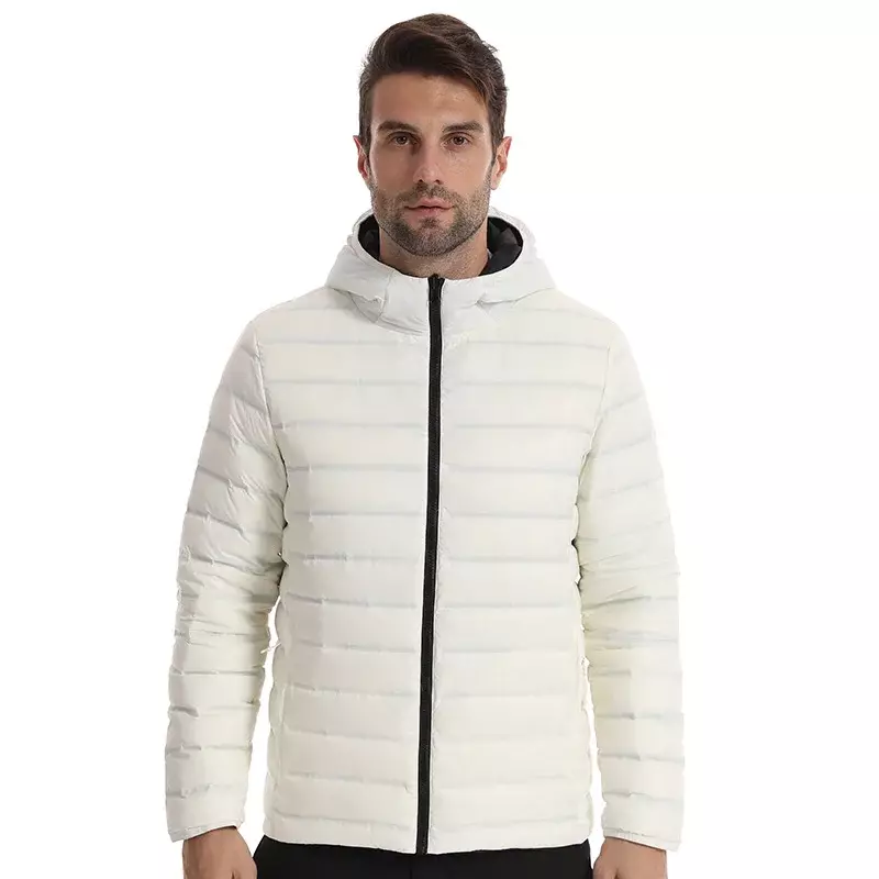 Ueteey-男性と女性の白いダックダウンフード付きパフジャケット、暖かい、軽量、カジュアル、ポータブル、男性のコート、冬、2023