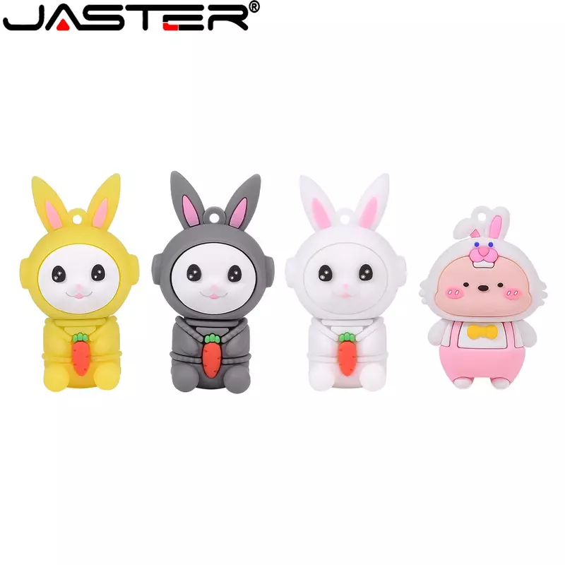 Cute Cartoon Rabbit USB 2.0 Flash Drives 64GB 32GB Waterproof High speed Pen drive 16GB 8GB with key chain U disk Gifts for kids