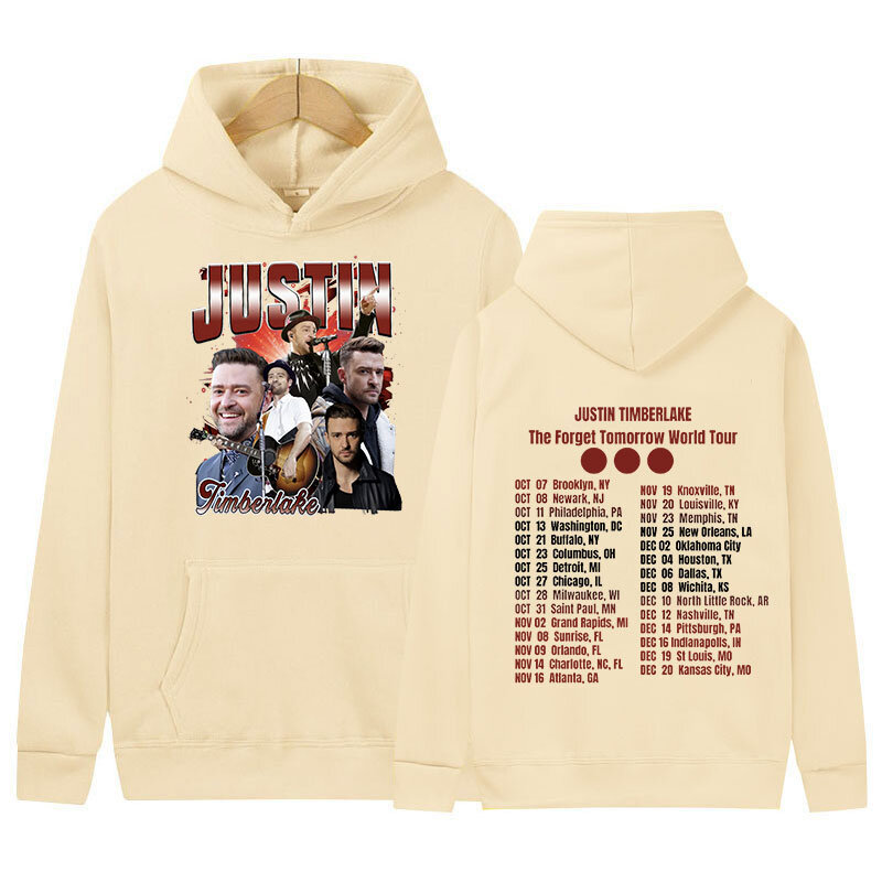 2024 Justin Timberlake Vergeet Morgen Wereldtournee Hoodie Heren Hiphop Vintage Mode Pullover Sweatshirt Oversized Streetwear ·