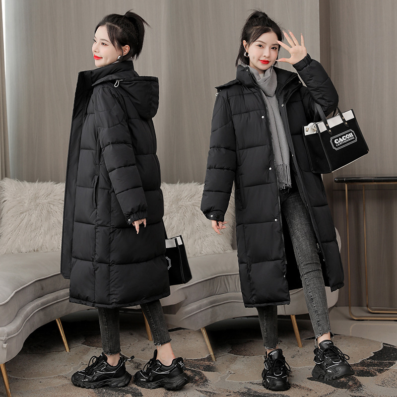 女性のための秋と冬の綿のジャケット,厚くて長く,厚く,厚く,十分で,膝を上に長くする,2022