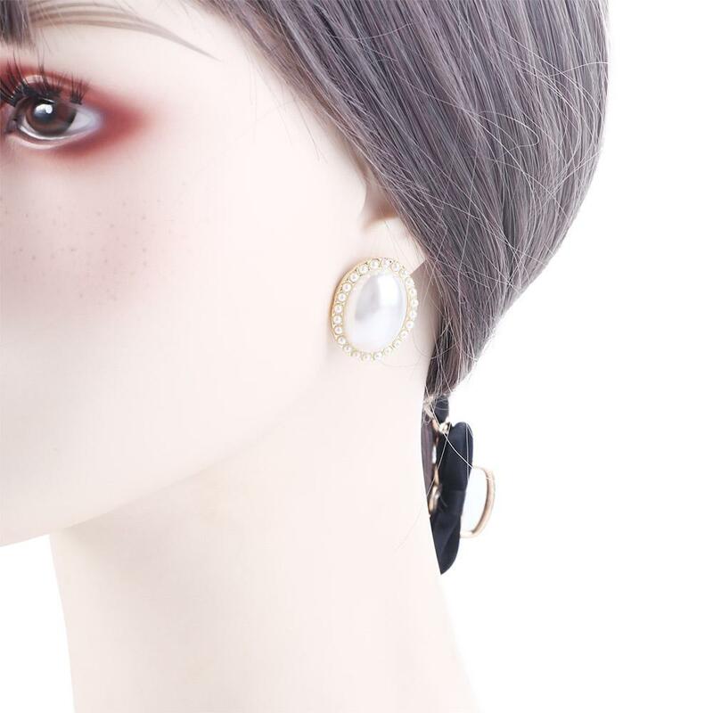 Boucles d'oreilles en biscuits de style coréen pour femmes, boucles d'oreilles en perles, nickel é de fête, tempérament élégant, rétro, bijoux féminins, mode