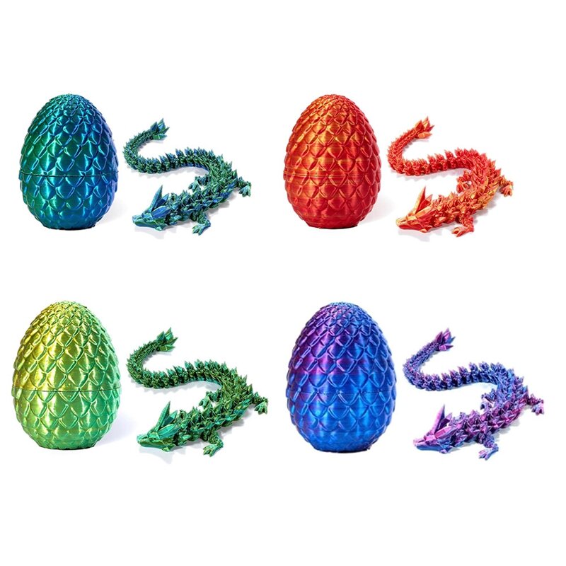 HOT-3D drukowany smok w jajku, pełny przegubowy smok kryształowy smok z smocze jajo, dekoracje do domowego biura zabawki na biurko wykonawczy
