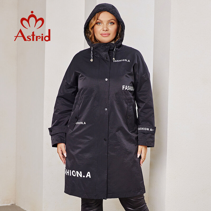Astrid-longo casaco impressão para as mulheres, jaqueta tamanho grande, blusão, moda, outerwear, primavera, 2024, as-10143