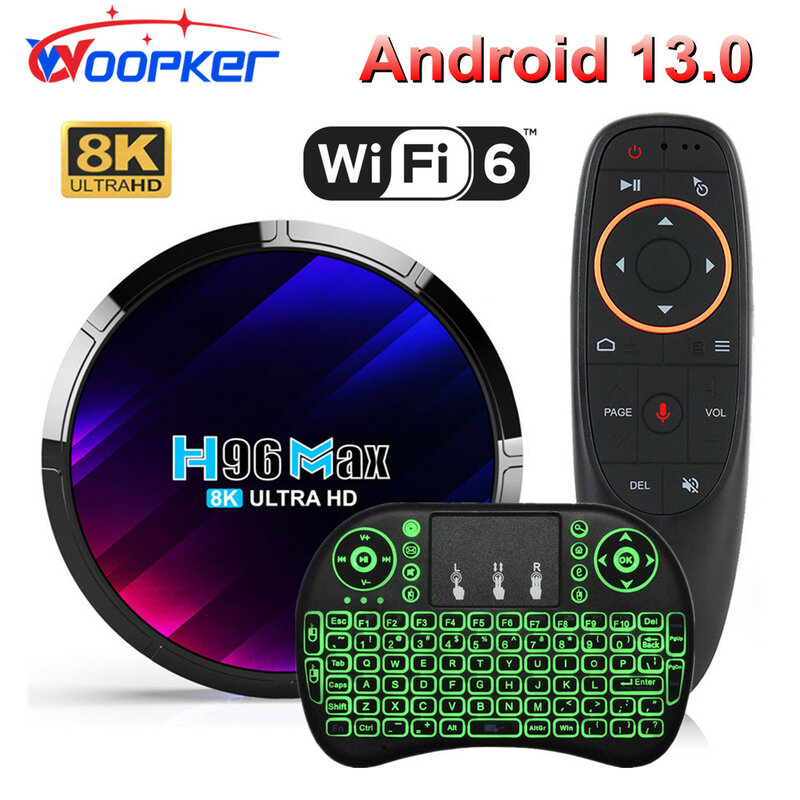 Woopker TV Box Android 13 H96 MAX RK3528 Rockchip 3528 Quad Core 8K Media Player Wifi6 BT5.0 2GB 16GB Google Voice Set Top Box