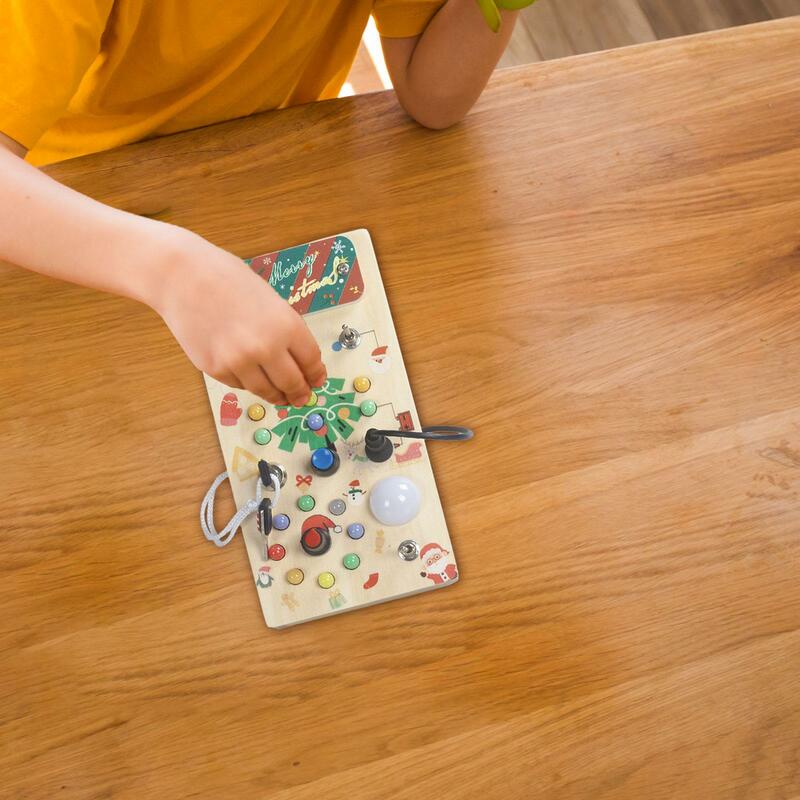 Tablero sensorial de madera LED Montessori, tablero ocupado, actividades de aprendizaje preescolar