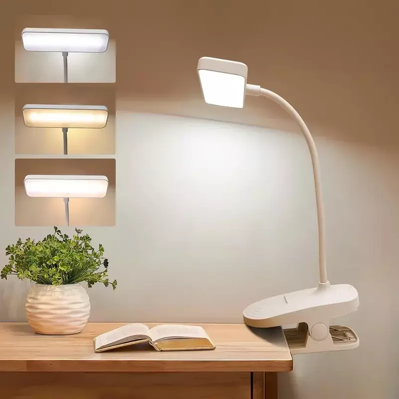 LED Desk Lamp Usb Rechargeable Eye Protection Reading Light Flexible Gooseneck Clip Book Light Kids Study Book Lamp Read Light