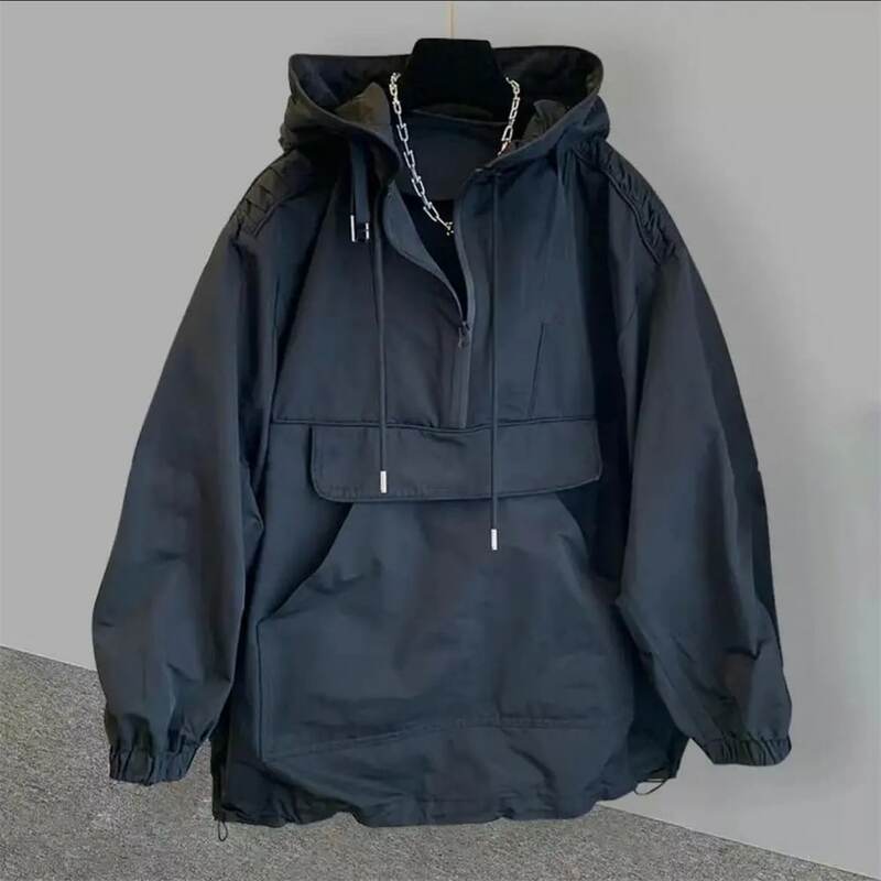Korean Fashion Brand Couple Wear Men's Jacket Windbreaker Design Casual Loose Coat Trend Spring and Autumn Hooded Charge Coat