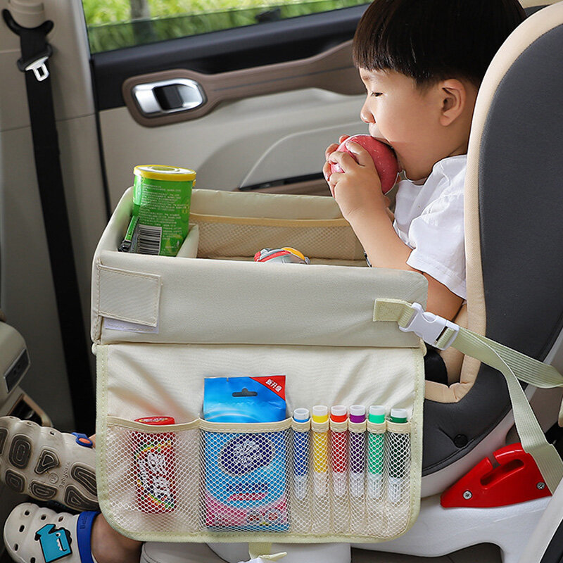 Waterproof Baby Car Seat Storage Organizer for Kids Travel Tray Bear Bunny Multifunctional Child Safety Car Seat Table Mat