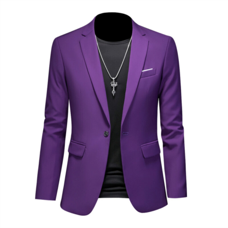 15-color boutique fashion suit 6XL men's slim groom wedding suit jacket business office suit casual solid color suit jacket