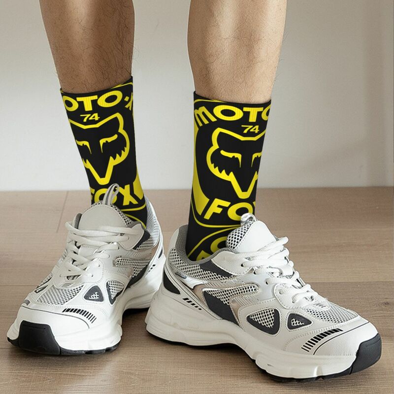 Divertenti calzini da uomo felici e Cool Vintage Harajuku F-Fox Racing Street Style novità Pattern Crew Crazy Sock Gift stampato