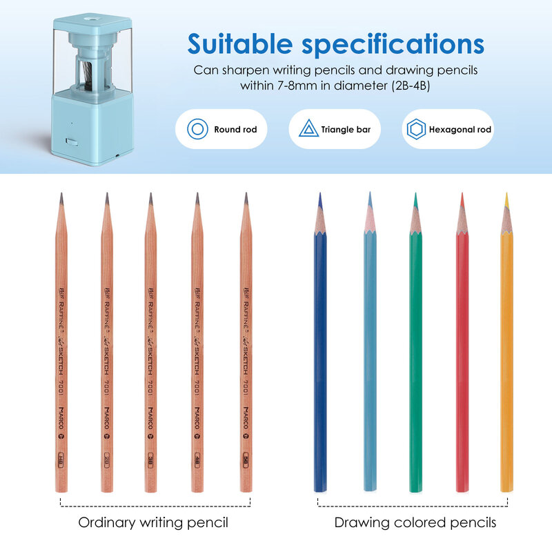 High Speed Electric Pencil Sharpener, Automático, Portátil, 6mm-8mm, Lápis de Madeira, Escola, Escritório, Crianças, Adultos