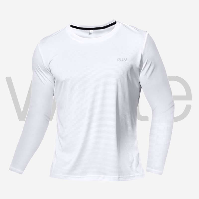 Camiseta de manga larga de seda de hielo para hombre, camiseta transpirable de secado rápido de sección delgada, ropa de gimnasio informal Simple para exteriores, equipo de Fitness