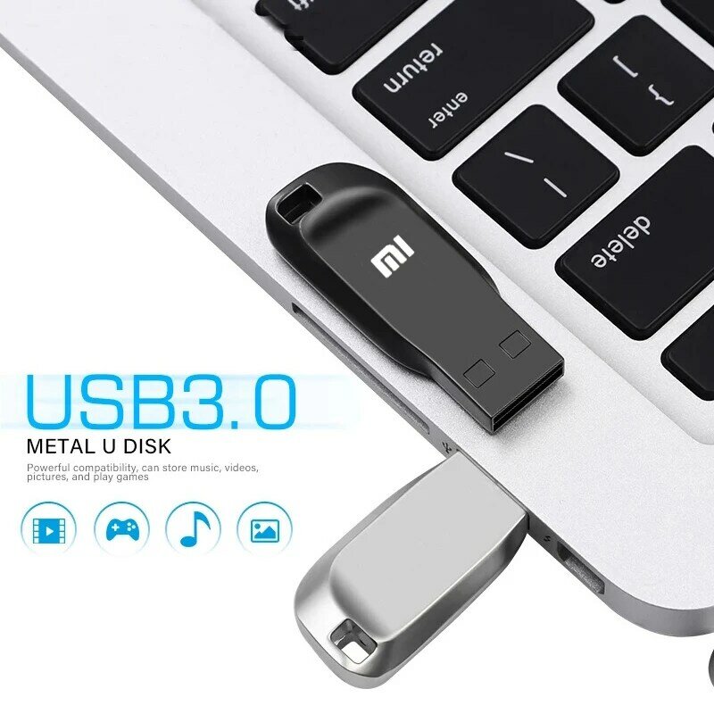 정품 샤오미 USB 3.0 플래시 드라이브, 고속 금속 펜 드라이브, 휴대용 방수 메모리 플래시 디스크, TYPE-C 어댑터, 2TB, 1TB, 512G