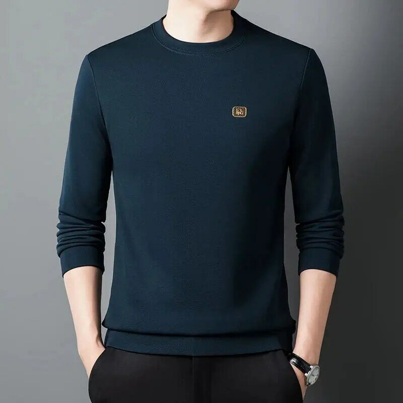 Suéter informal cómodo y versátil para hombre, cuello redondo, Color sólido