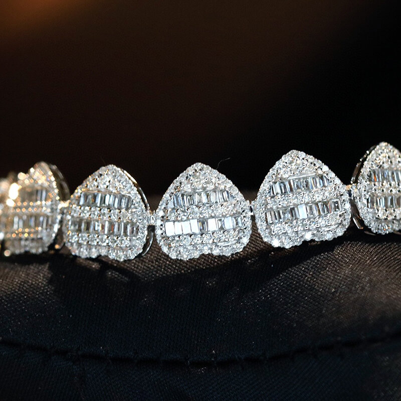 LUOWEND-18K Pulseira de ouro branco para mulheres, 100% 18k, luxo 5,5 quilates, pulseira de diamante natural real para casamento, coração romântico