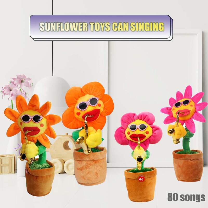 And Singing Sunflower 80 songs Stuffed Toys Flowers Plants Plush Stuffed Plush Plants Toy Electric Toys Plush Doll