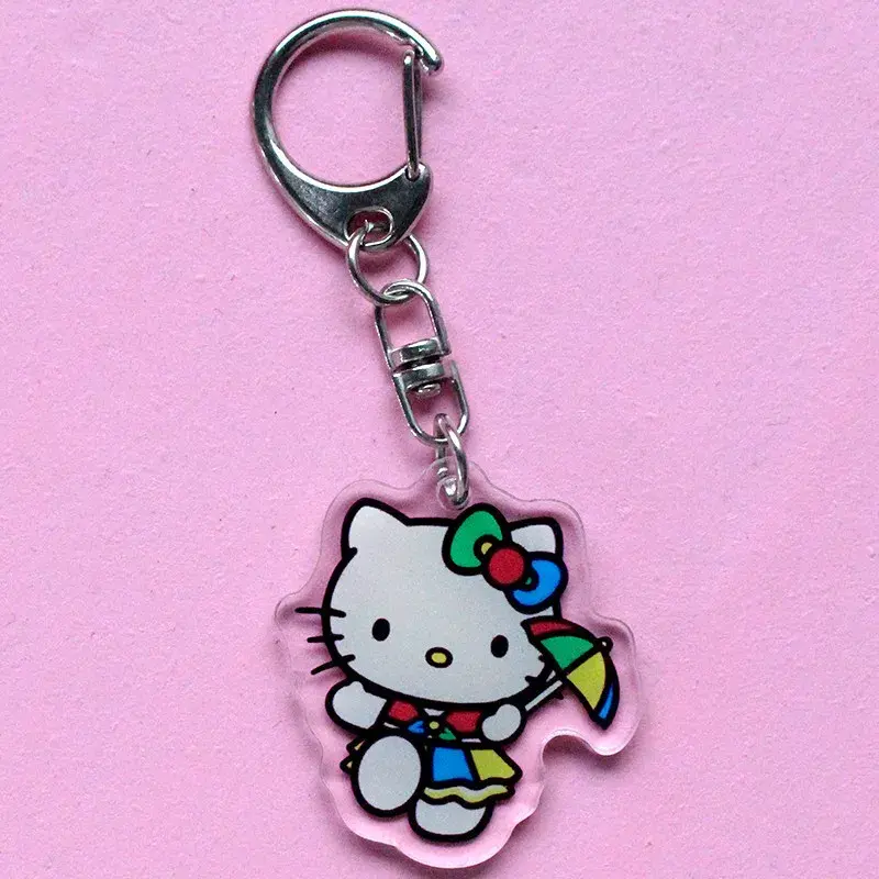 Hello Kitty Acrylic Móc Khóa Phụ Kiện Sanrio Anime Hình Móc Khóa Mặt Dây Chuyền Hình Hoạt Hình Cosplay Dây Xích Móc Khóa Accessoried Quà Tặng