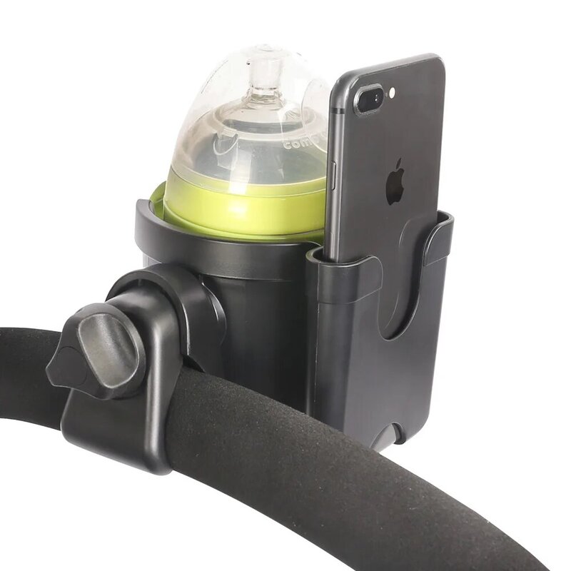 ZK50 Stroller Cup Holder with Phone Box 2 in 1 Stroller Cup Holder Universal Baby Bottle Cup Holder