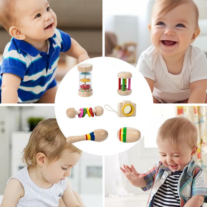 Montessori Rattles Developmental Learning Toy Raindrops Musical Instrument Baby Rattle Shaker Sensory Developmental Toys
