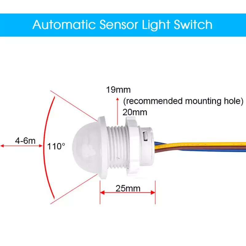 1pcs Closet PIR Sensor Detector Lighting Switch 110V 220V LED PIR Infrared Motion Sensor Detection Automatic Sensor Light Switch