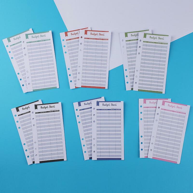 Folhas multi-color Binder para Binder, Expense Tracker, Cash Envelope Organizer, Home Inserts, 6 Anéis, 12Pcs