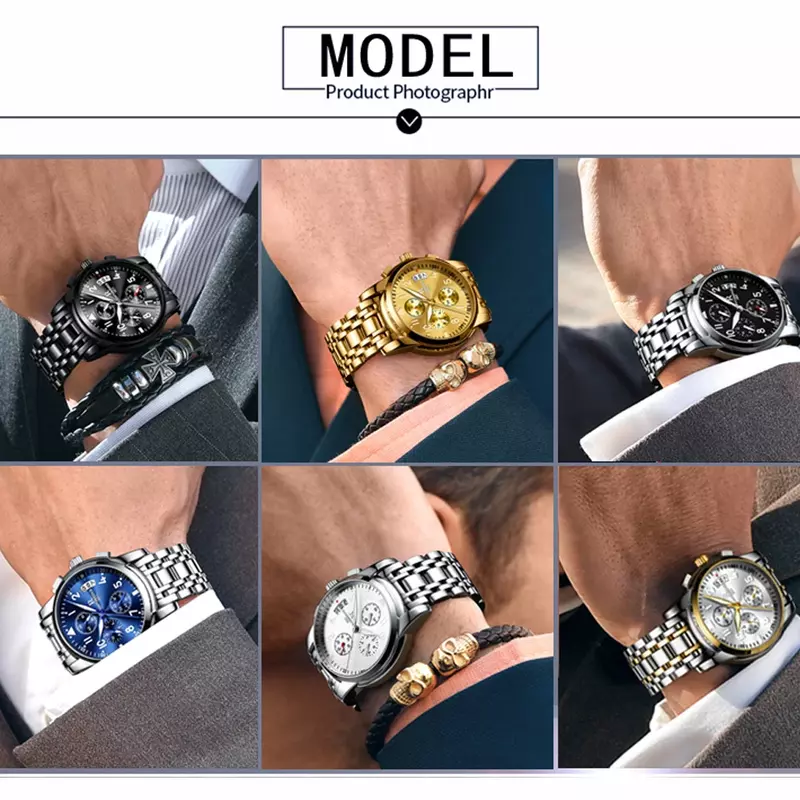 Ontheedge Watch Men Luminous Hands Chronograph Mens Quartz Watches Fashion Waterproof Sports Wristwatch Man Luxury Brand Relogio