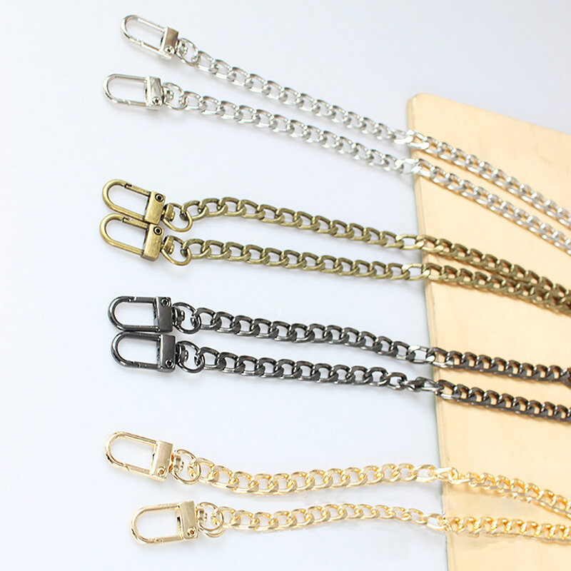 Metal Extensão Cadeia Bag Strap, monocromática, durável, ouro, prata, Black Belts, DIY Acessórios, 1PC, 20 centímetros