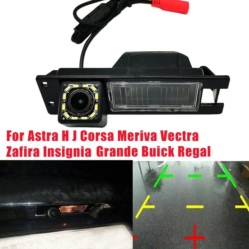 กล้องมองเวลาถอยหลังกล้องถอยหลัง12LED HD ติดรถยนต์สำหรับ Opel Astra H J Corsa Meriva Zafira INSIGNIA Fiat Buick Regal