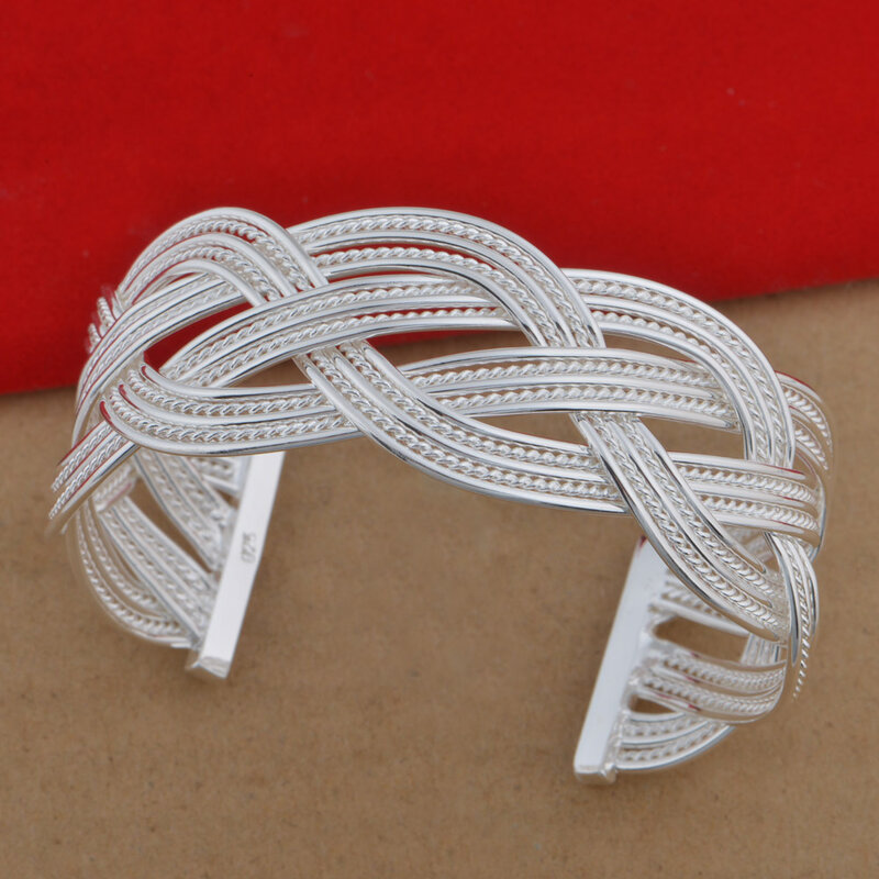 Женский винтажный плетеный браслет с серебряным покрытием, медный браслет в этническом стиле