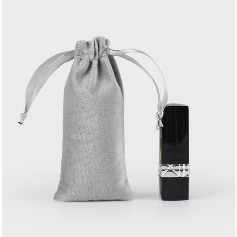 10 unids/lote 6x13cm bolsa de almacenamiento de cosméticos a prueba de polvo de viaje para mujer bolsas de terciopelo con cordón para pintalabios bolsas de embalaje delicadas de Navidad