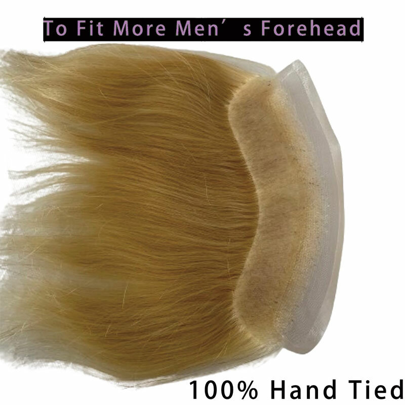 Rambut palsu pria renda depan transparan HD, garis rambut palsu renda Prancis untuk memperbaiki garis rambut alami pirang 613