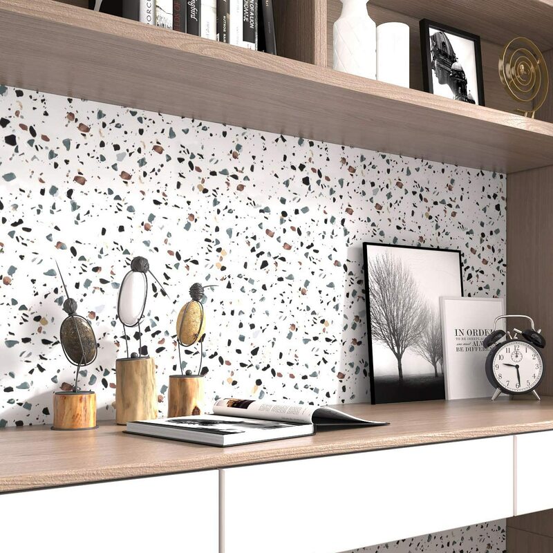 Terrazzo Contact Paper Rolo de papel de parede autoadesivo impermeável, Decoração da bancada do granito, Peel and Stick Sticker para cozinha