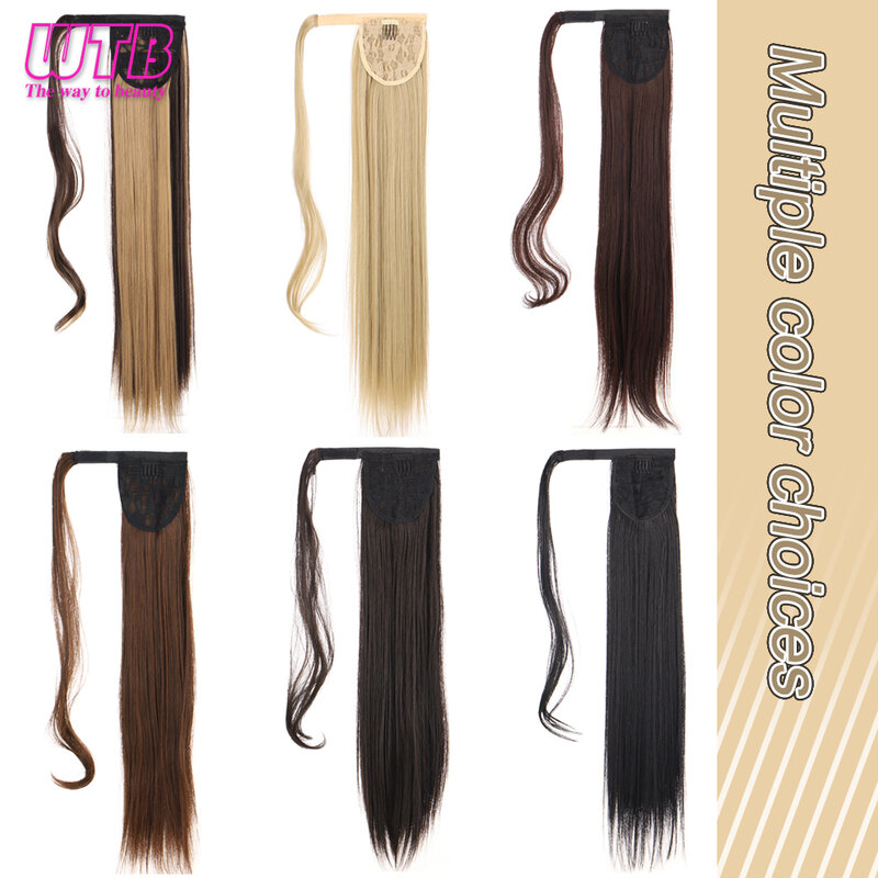 WTB Synthetic Long Straight Wrap Around Clip In Ponytail Hair Extension Heat-resistant Ponytail Fake Hair  for Women