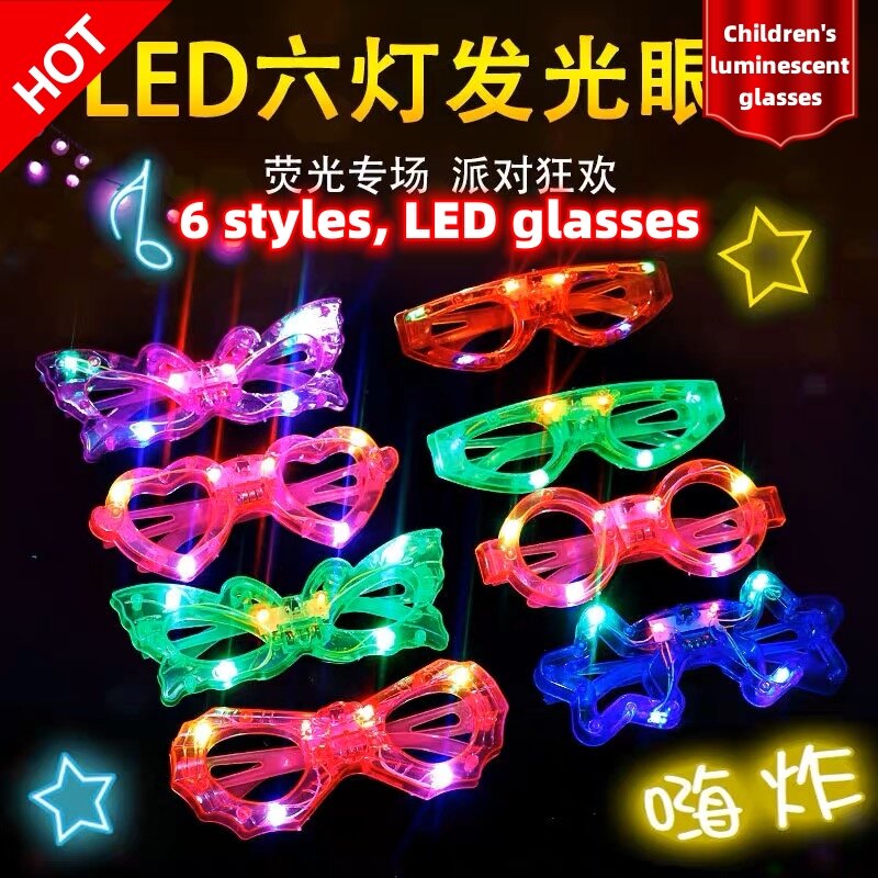 Kacamata hitam menyala anak-anak dewasa kacamata cahaya Neon Flash karnaval pesta ulang tahun pernikahan hadiah mainan anak-anak