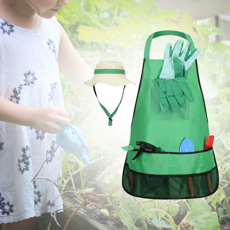 Mini Spade Gloves Apron Garden Pretend Toy Dress up Costumes Little Gardeners Set for Kindergarten Kids Children Boys Girls