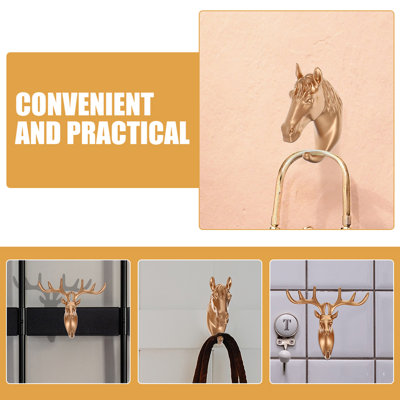 2 buah gantungan kunci dekorasi rumah dinding kepala hewan kreatif rak penyimpanan kunci gantungan pakaian antik gantung bentuk mantel