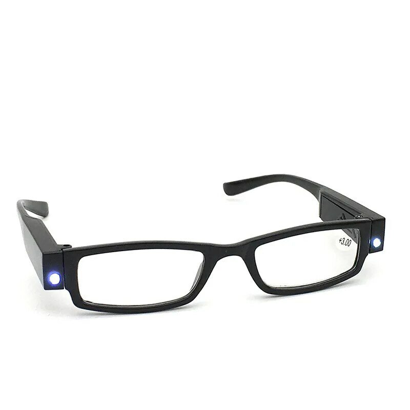 LED อ่านหนังสือแว่นตาอ่านหนังสือแว่นตาเงินเครื่องตรวจจับแว่นตาพิเศษเต็มกรอบกระจก Bendable วัด