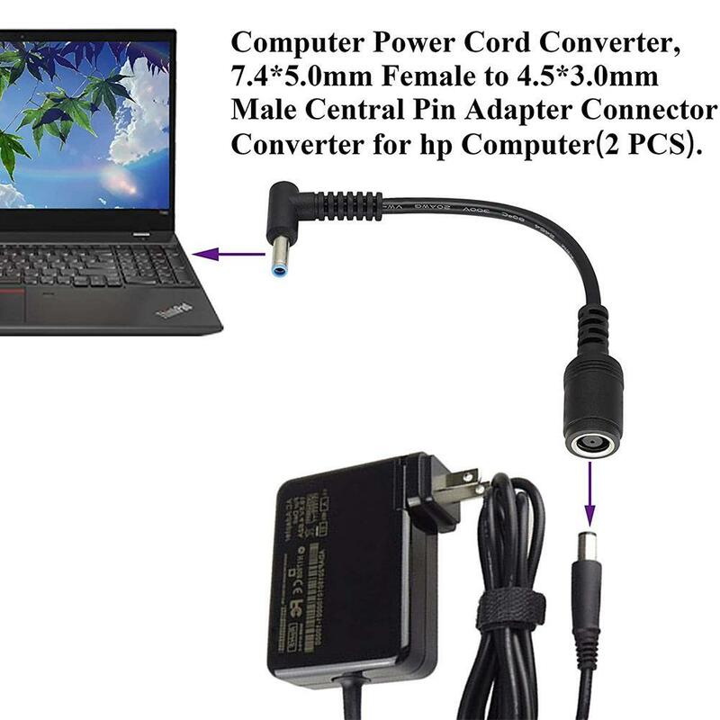 Convertidor de cargador de corriente CC de 7,4mm a 4,5mm, gran reemplazo, adaptador de CC, Cable conector para HP Dell Blue Tips, 1 unidad